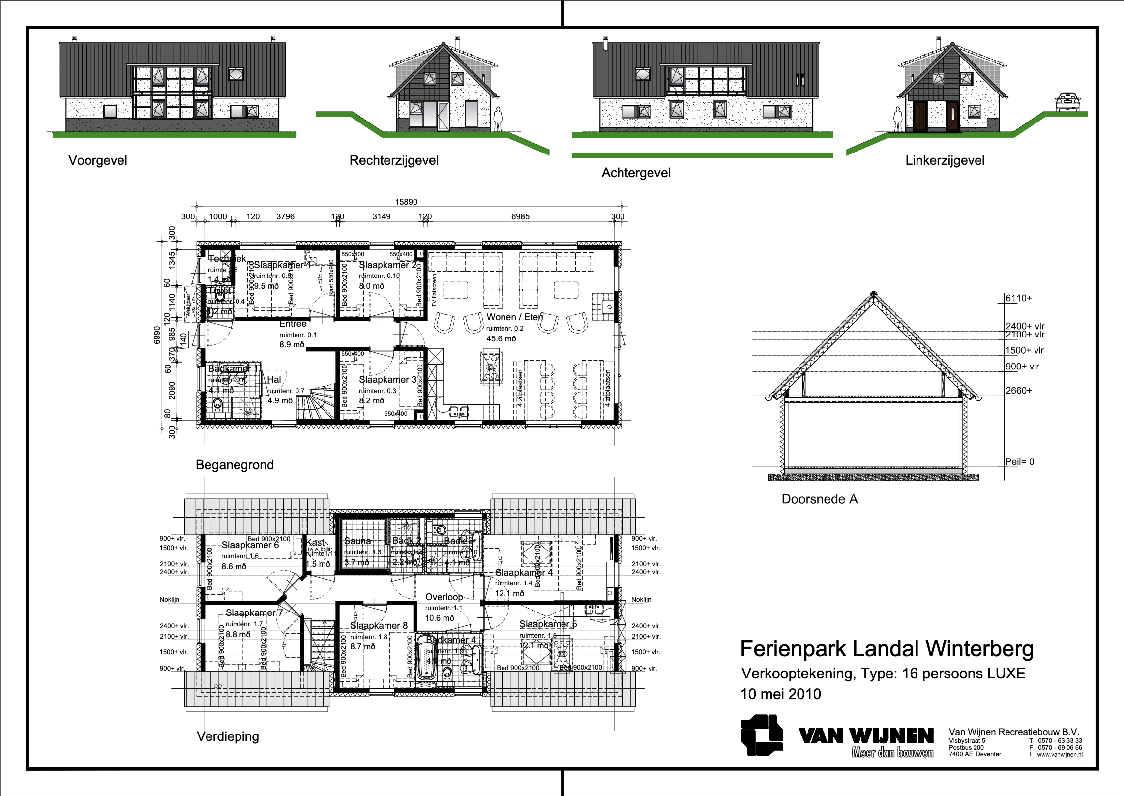 Plattegrond Woningtype 16-persoons Luxe vrijstaand
