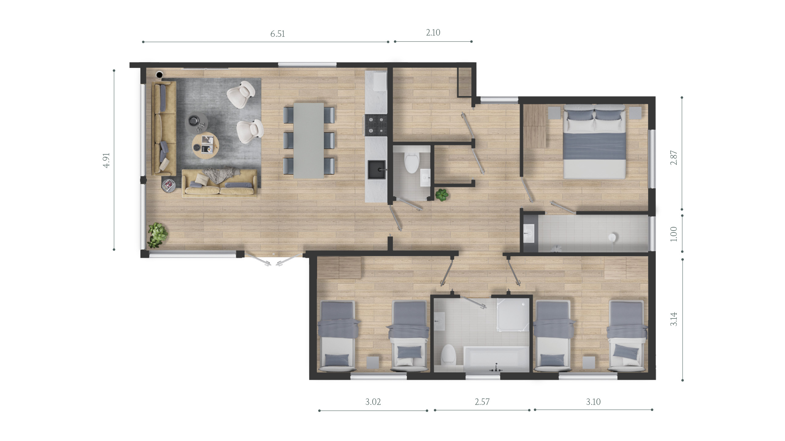 Plattegrond Smient 6-persoons Comfort Extra | Vrijstaand
