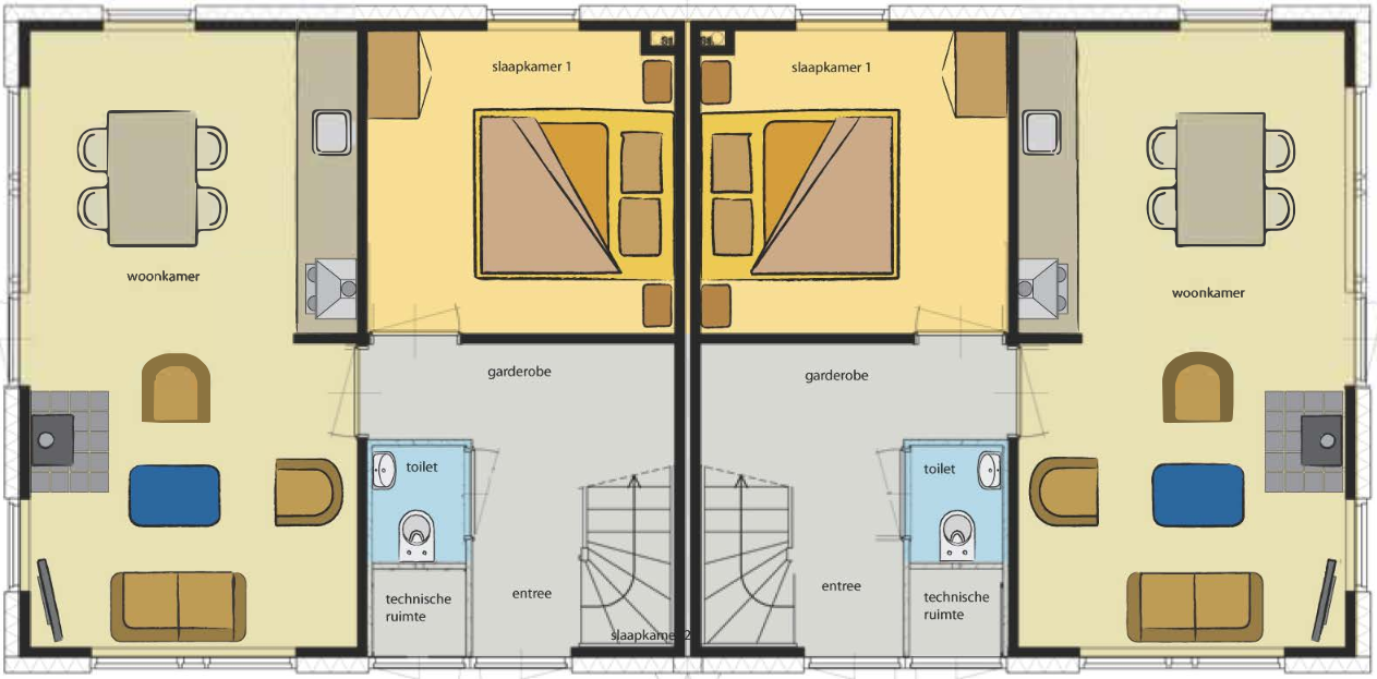 Plattegrond Woningtype 4-persoons Luxe geschakeld