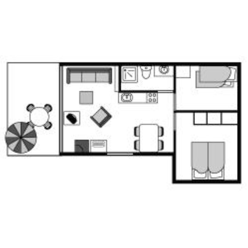 Plattegrond 4-persoons variant 1 type LB12 / 4B1 (B1)