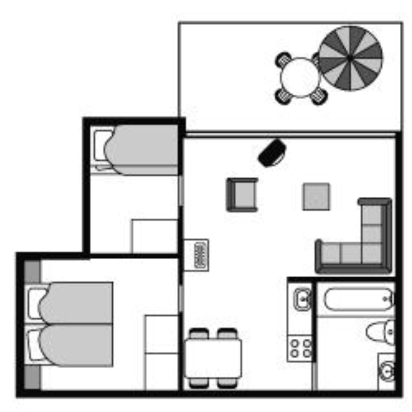 Plattegrond 4-persoons variant 2 type LB13 / 4B2 (B2)