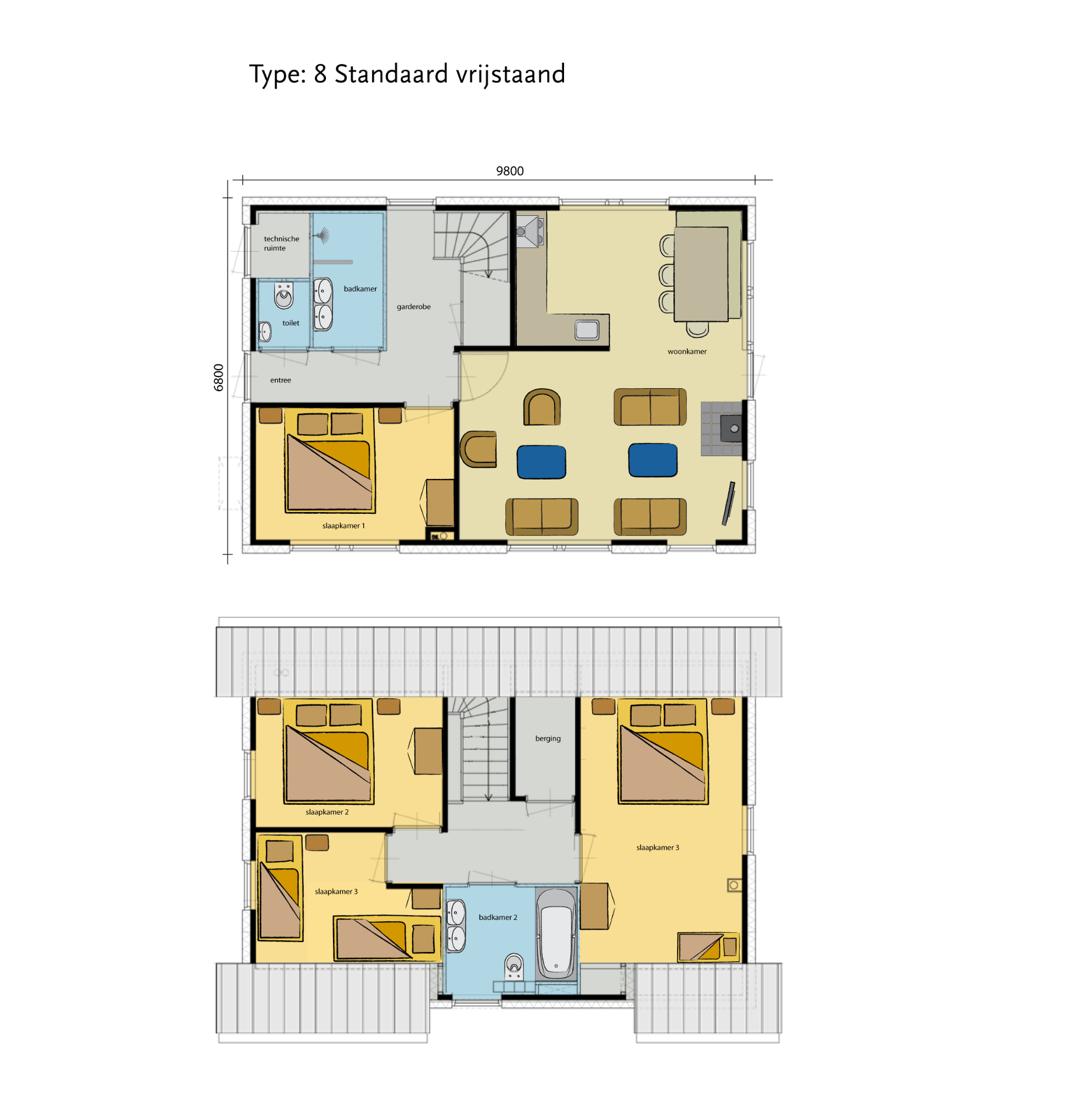 Plattegrond Woningtype 8-persoons Comfort vrijstaand