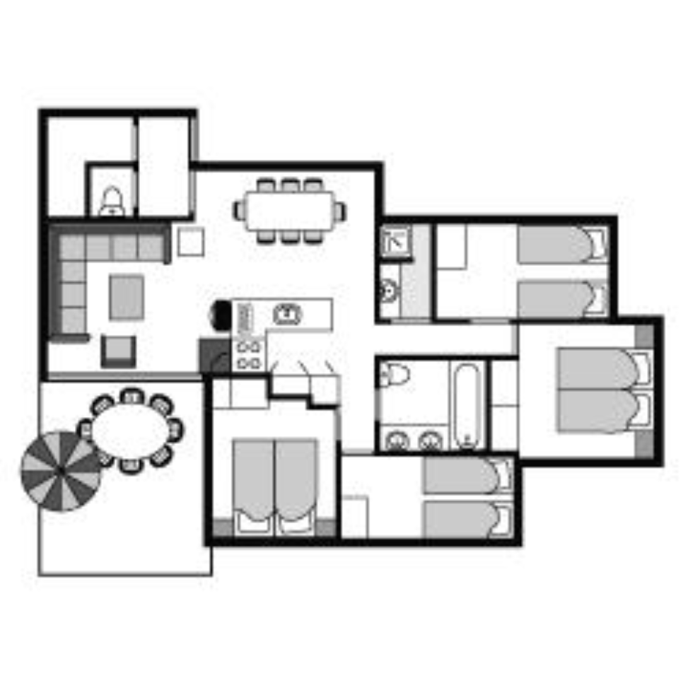 Plattegrond 8-persoons type LB17 / 8B / 8C (E2a of E2b)